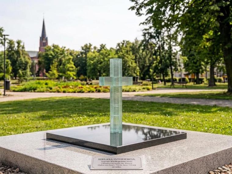 Stratum Stone — monolityczna płyta kamienna z wtopionym szklanym krzyżem